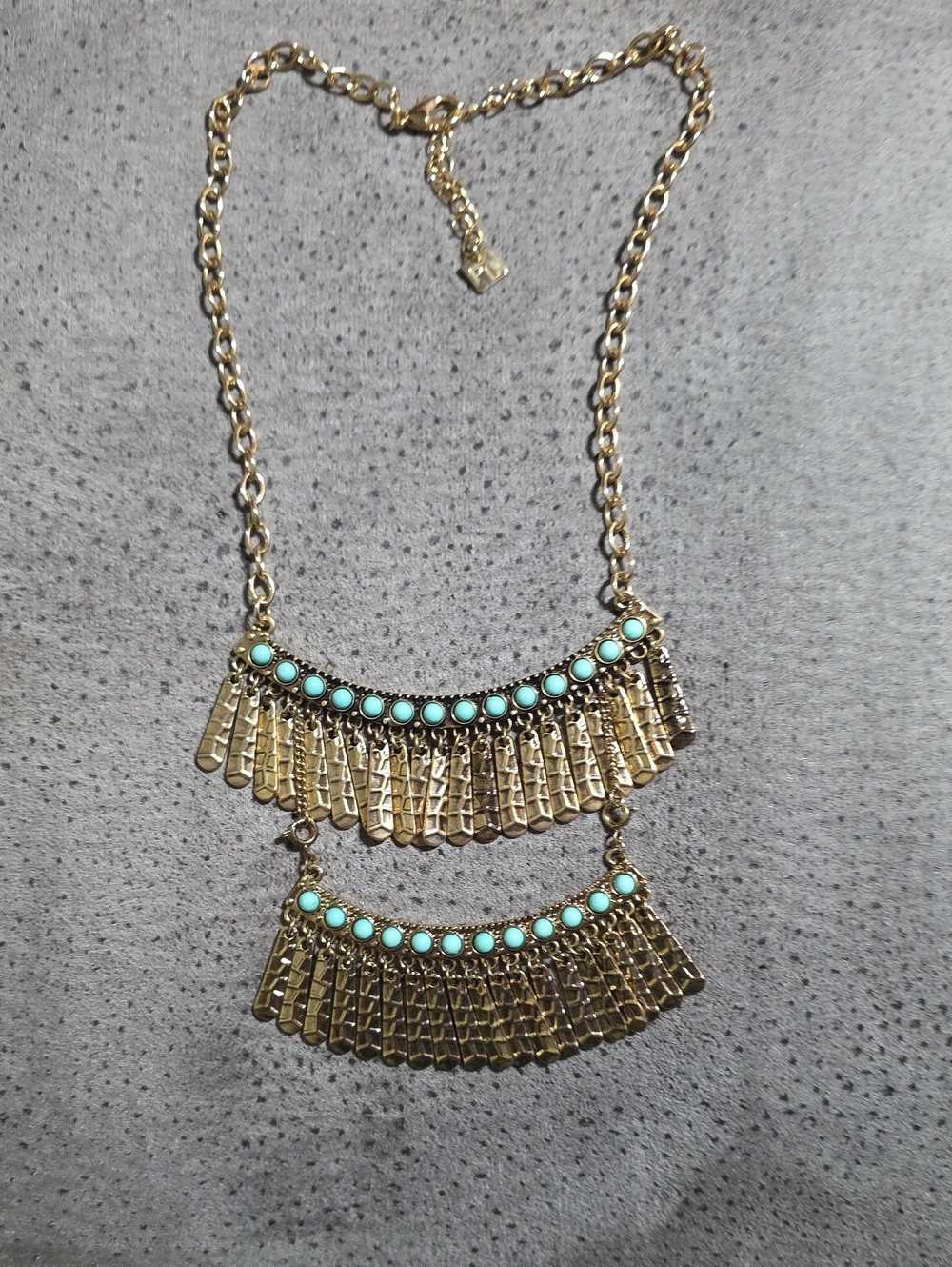 Gold-Tone Necklace with Turquoise Beads - Women Jewelry